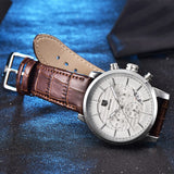 Men's Genuine Leather Multifunction Watch by BENYAR