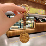 Multicolor Rhinestone Crystal Ball Keychain with Leather Strap