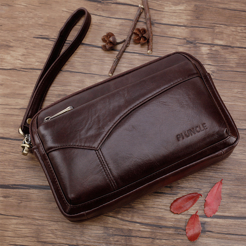 Multifunctional Leather Men's Hand Wallet with Handle