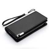 Men's Leather Wallet with Multiple Card Slots and Zipper
