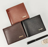 Men's Short Genuine Leather Business Wallet with Card Slots