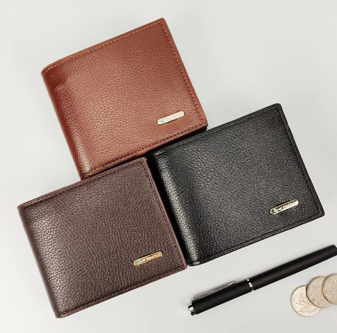 Men's Short Genuine Leather Business Wallet with Card Slots