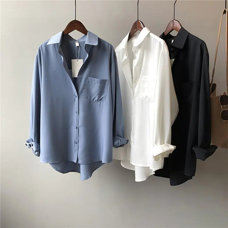 Vintage Autumn Korean Loose Casual Long Sleeve Shirt
